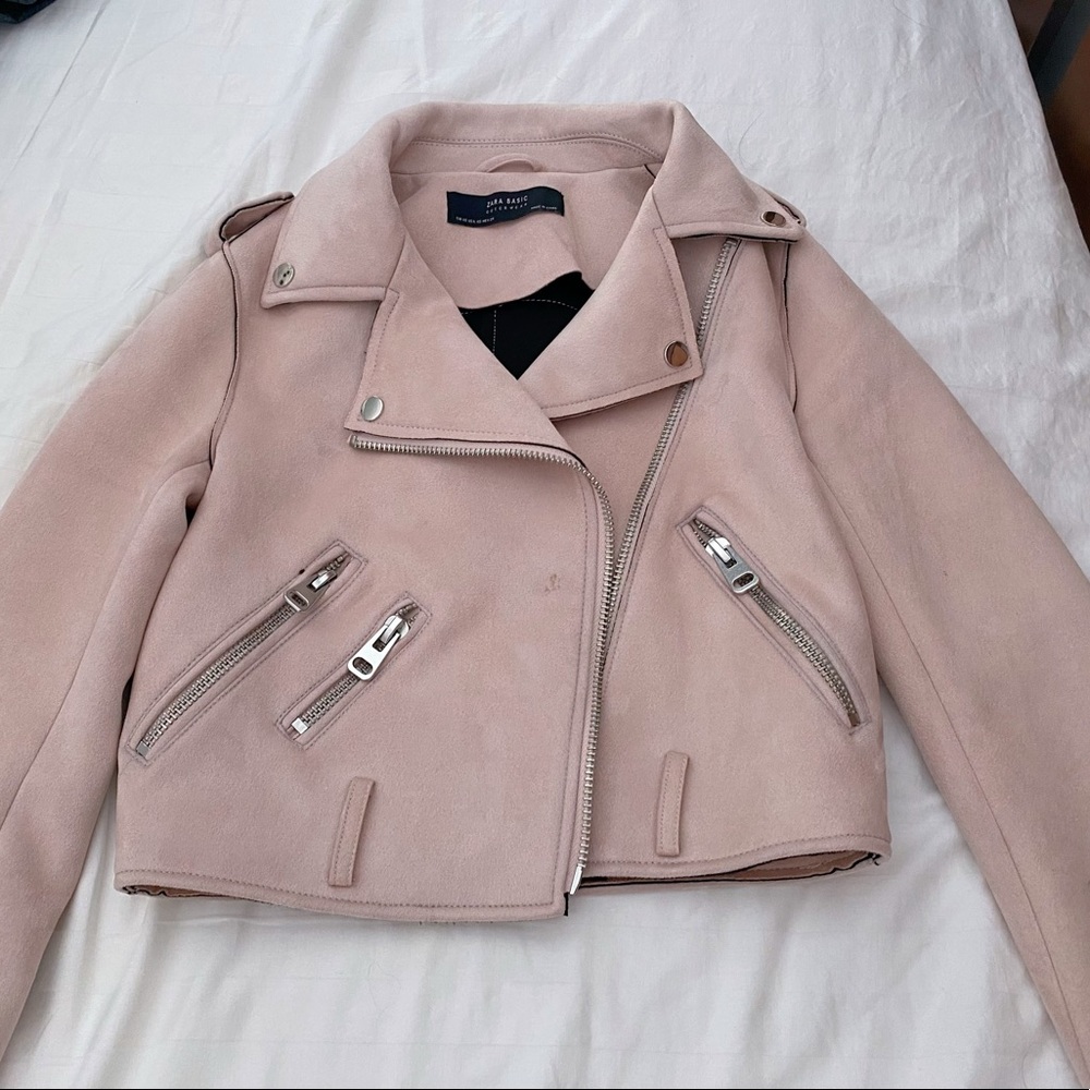 ZARA BASIC PINK SUEDE JACKET